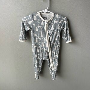 Emerson and Friends Bamboo Gray Christmas Footie Zippy Pajamas